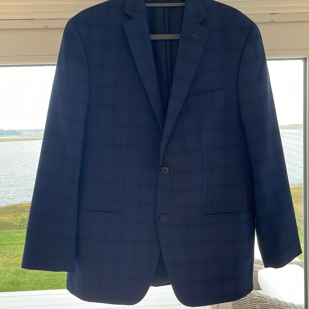 Michael Kors men’s navy plaid blazer